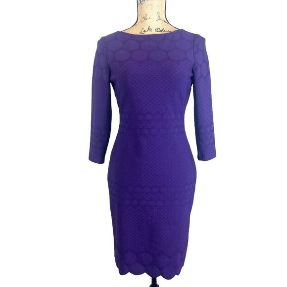 Julia Jordan Purple Textured 3/4 Sleeve‎ Sheath Dress Womens Size 2 - Picture 5 of 8